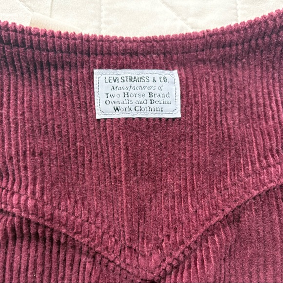 NWT Levi's Corduroy Button Front Dress XL Burgundy Plum Buckle Back Pinafore - Picture 10 of 12